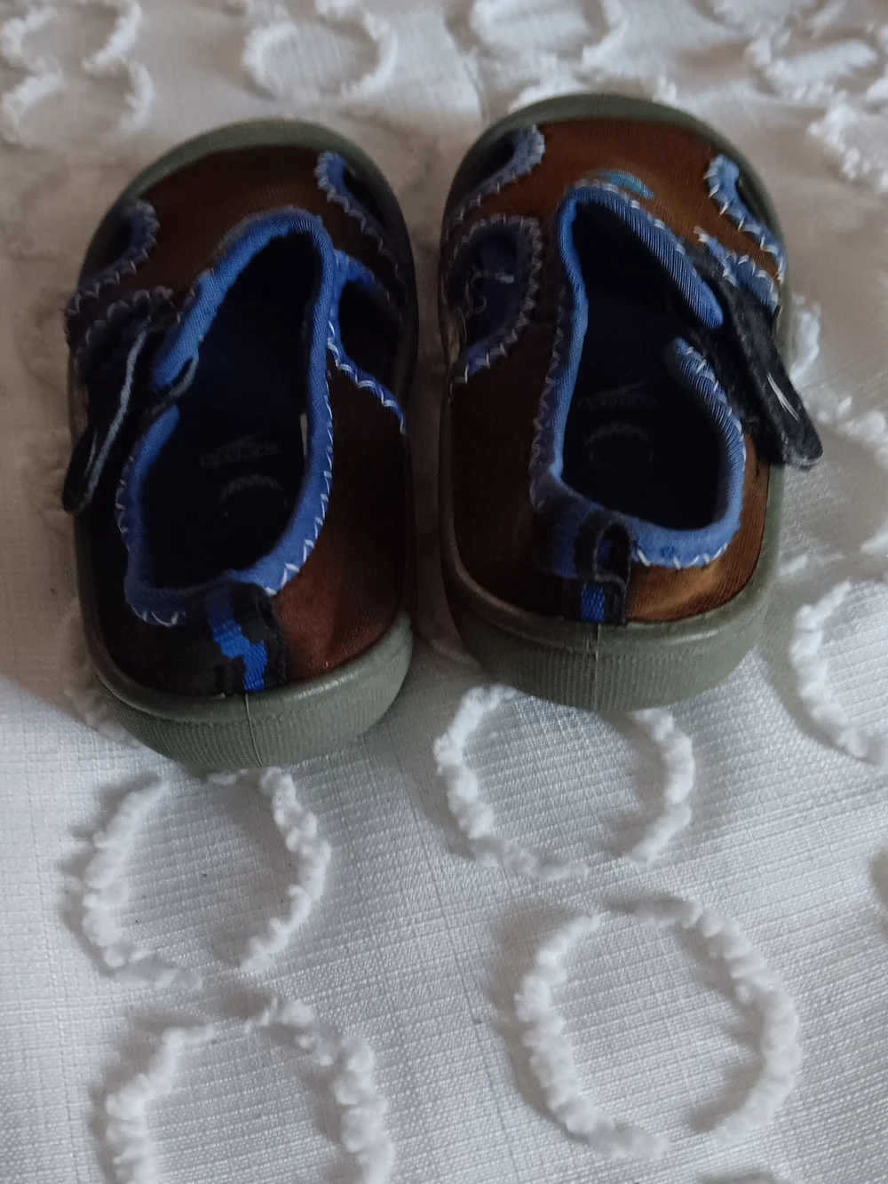 Kids Brown and Blue Shark Slip-On Sandals